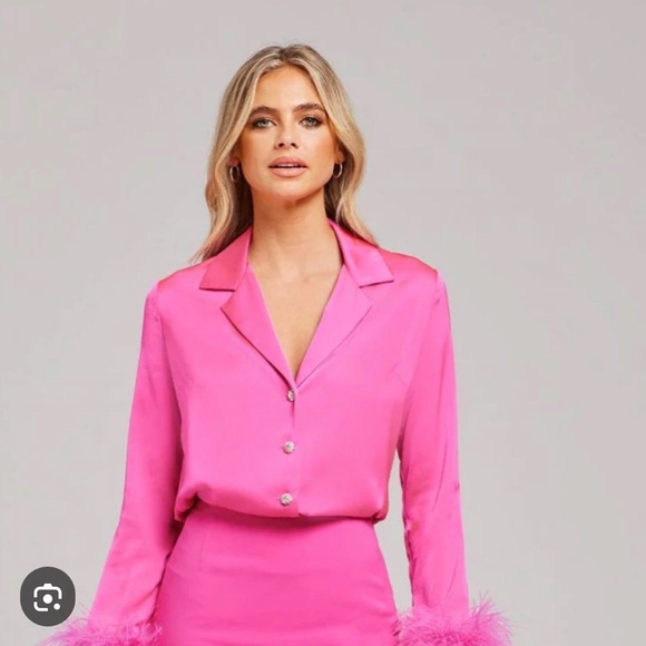 NADINE MERABI Other - Gorgeous NADINE MERABI Taylor feather blouse w/rhinestone buttons.